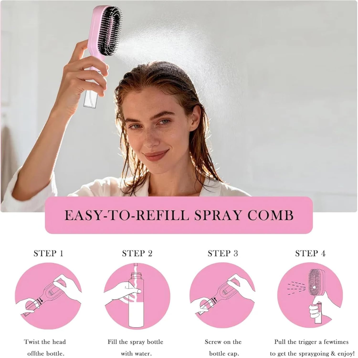Lumelle™ Clean Spray Comb – 2-in-1 Detangling & Hydrating Brush