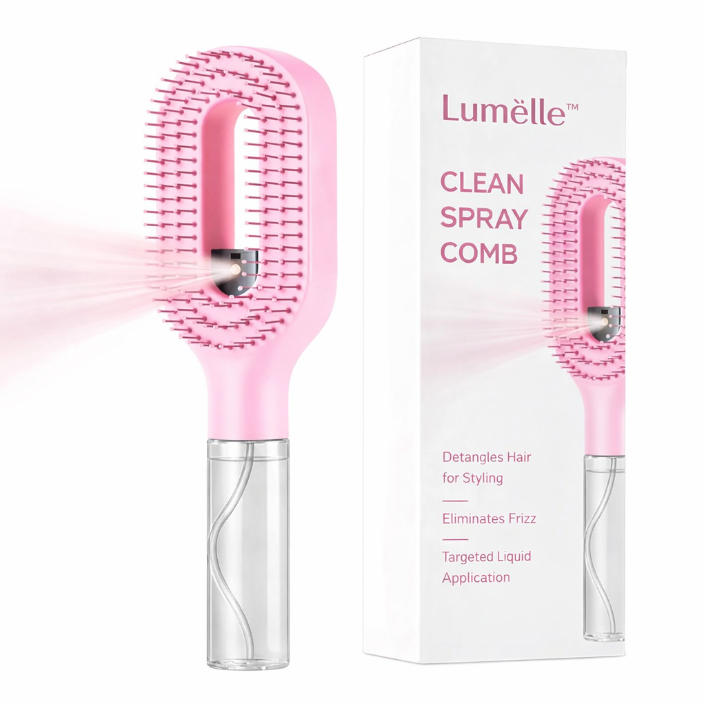 Lumelle™ Clean Spray Comb – 2-in-1 Detangling & Hydrating Brush
